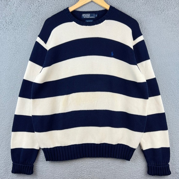 Polo Ralph Lauren Other - Polo Ralph Lauren Mens Striped Sweater Navy Cream Cotton Size L